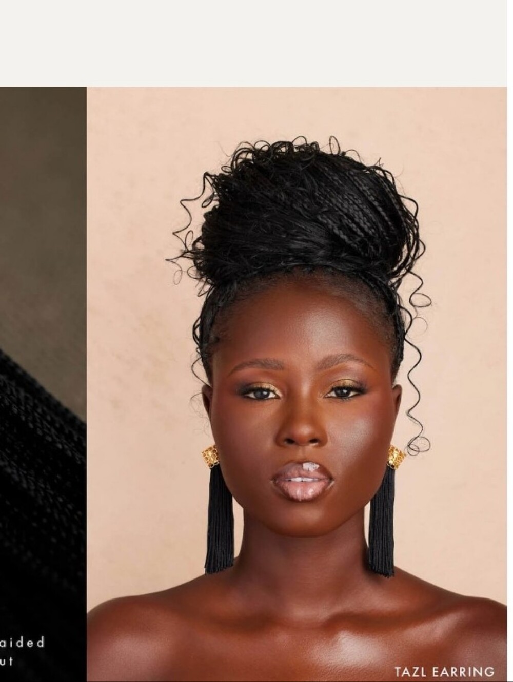 Tazl Black Tassel Drop Khoi Earrings - Gold Accents